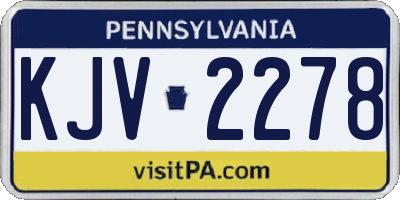 PA license plate KJV2278