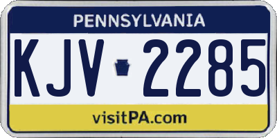 PA license plate KJV2285