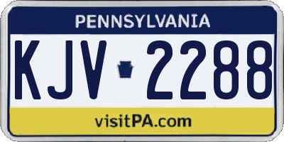 PA license plate KJV2288