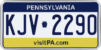 PA license plate KJV2290