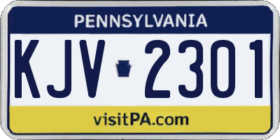 PA license plate KJV2301