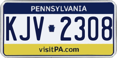 PA license plate KJV2308