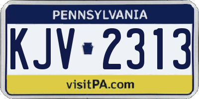 PA license plate KJV2313