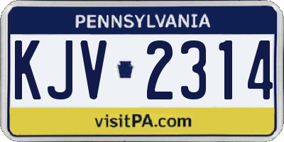 PA license plate KJV2314