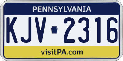 PA license plate KJV2316
