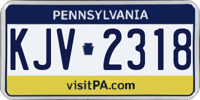 PA license plate KJV2318