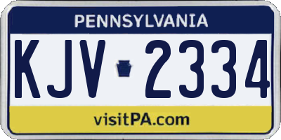 PA license plate KJV2334