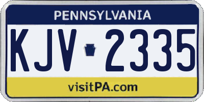 PA license plate KJV2335