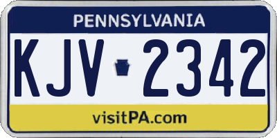 PA license plate KJV2342