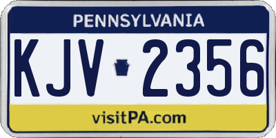 PA license plate KJV2356