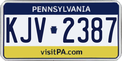 PA license plate KJV2387
