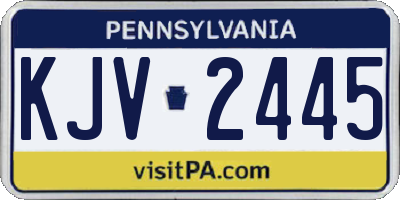 PA license plate KJV2445