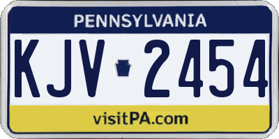 PA license plate KJV2454