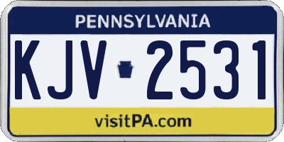 PA license plate KJV2531