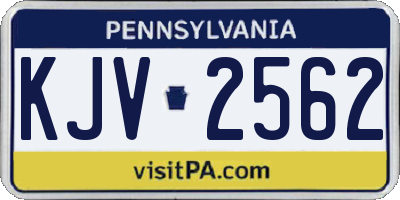 PA license plate KJV2562