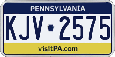PA license plate KJV2575
