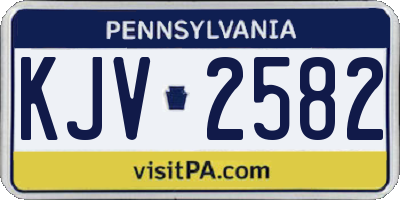 PA license plate KJV2582