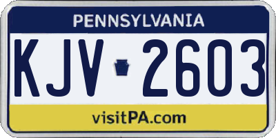 PA license plate KJV2603