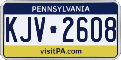 PA license plate KJV2608