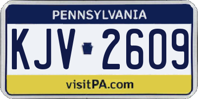 PA license plate KJV2609