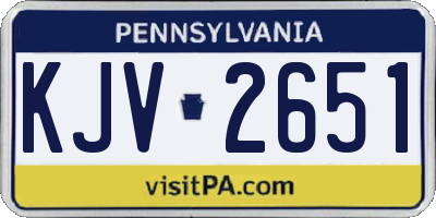 PA license plate KJV2651