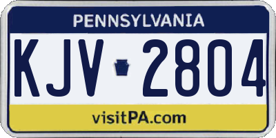 PA license plate KJV2804