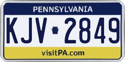 PA license plate KJV2849