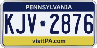 PA license plate KJV2876