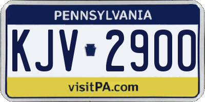 PA license plate KJV2900
