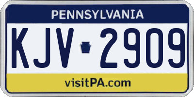 PA license plate KJV2909