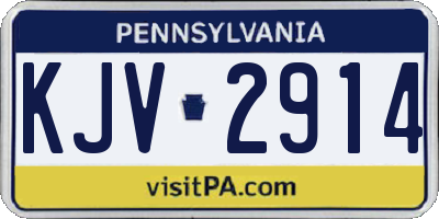PA license plate KJV2914