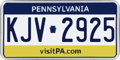 PA license plate KJV2925