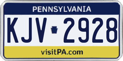 PA license plate KJV2928
