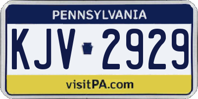 PA license plate KJV2929