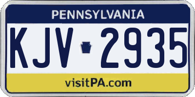 PA license plate KJV2935