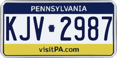 PA license plate KJV2987
