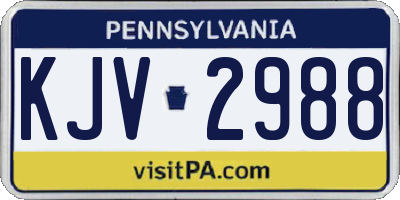 PA license plate KJV2988