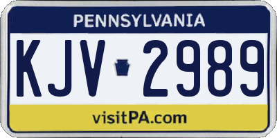 PA license plate KJV2989