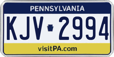 PA license plate KJV2994