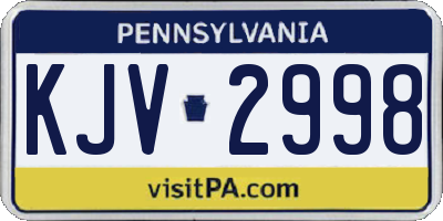 PA license plate KJV2998