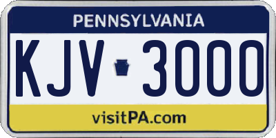 PA license plate KJV3000