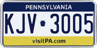 PA license plate KJV3005