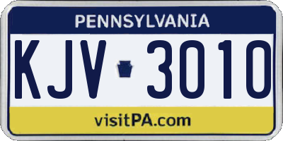 PA license plate KJV3010