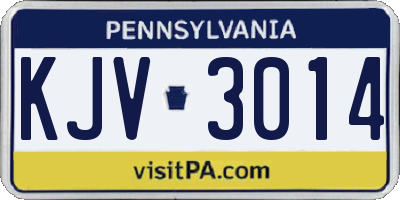 PA license plate KJV3014