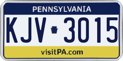 PA license plate KJV3015