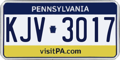 PA license plate KJV3017