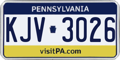 PA license plate KJV3026