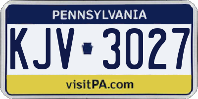 PA license plate KJV3027