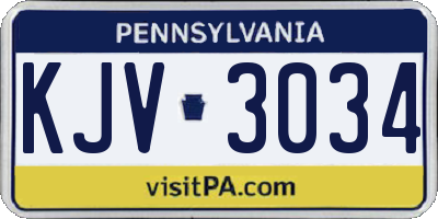 PA license plate KJV3034