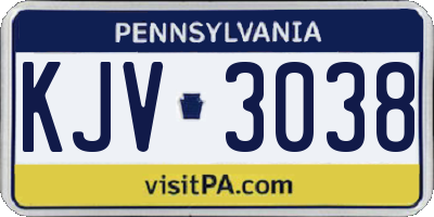 PA license plate KJV3038